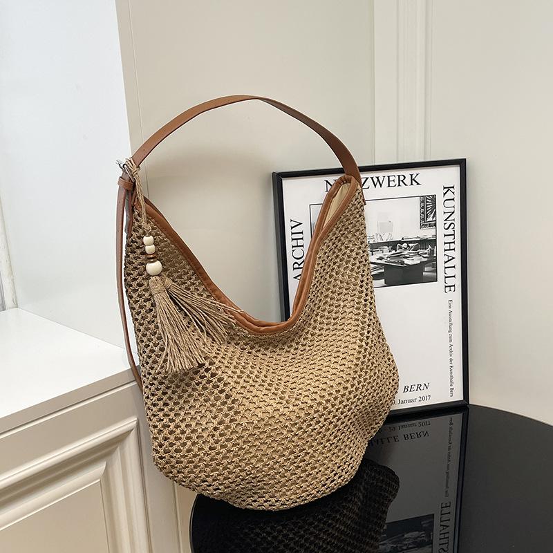

Винтажная плетеная сумка-тоут соломенная сумка большой вместимости сумка под мышку сумка на плечо сумка для отдыха пляжная сумка женская хаки