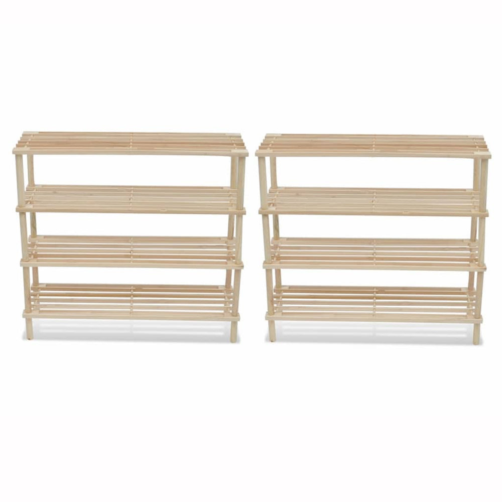 Range-chaussures à 4 étagères 2 pcs Bois de sapin solide