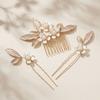Vintage Light Luxury Handmade Pearl Flower Hair Comb Pin Set Bridal Wedding Party Elegant Accessories