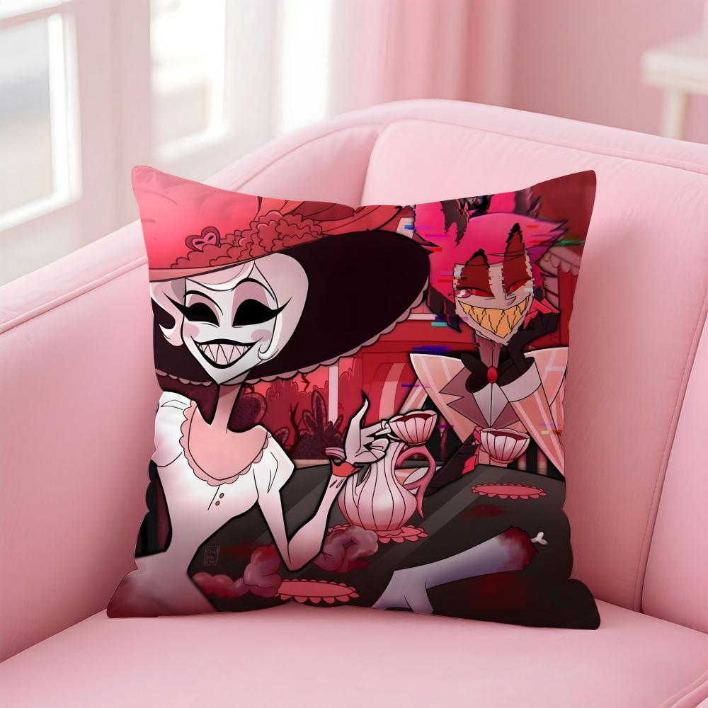 H-Hazbin H-Hotel Anime Cushion Cover Home & Car Multi-Scene Pillow Cover - Reversible, Soft & Durable for Daily Use