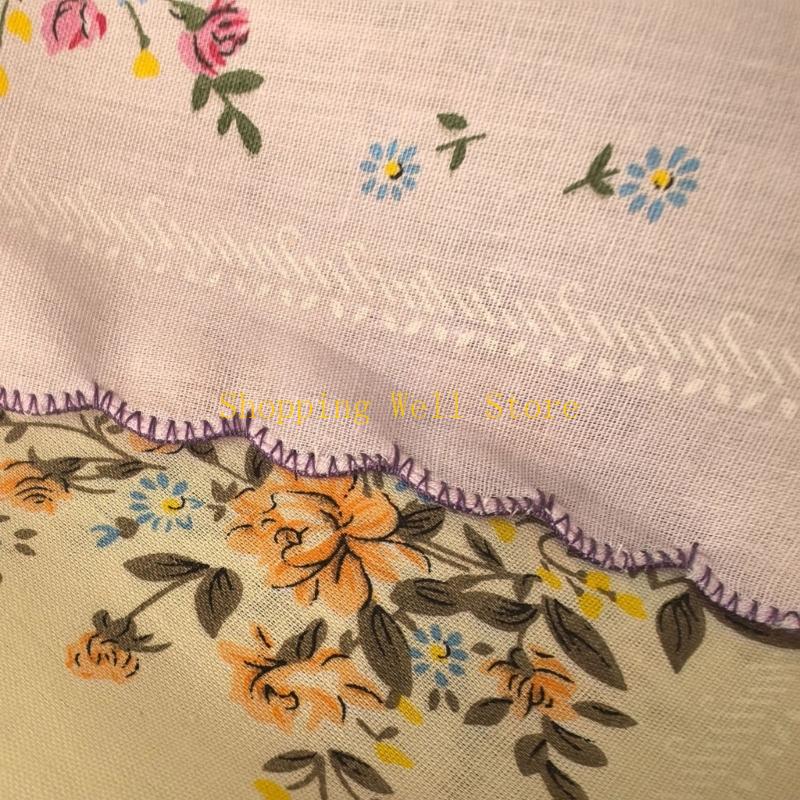 KX4B Square Handkerchief Sweat Bandana Cloth Flower Women Print Face Hand Towel CN