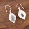 Selenite Gemstone 925 Sterling Silver Jewelry Handmade Designer Earrings 1.90" EE-35-41