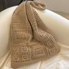 Vintage Solid Color Knitting Shoulder Bag Hollow Bohemian Style Crochet Mesh Bag Woven Large Capacity Shopping Handbag Ladies
