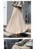 Women's Black High-Waist A-Line Woolen Skirt - Ribbed, Thickened, Autumn/Winter Casual Skirt