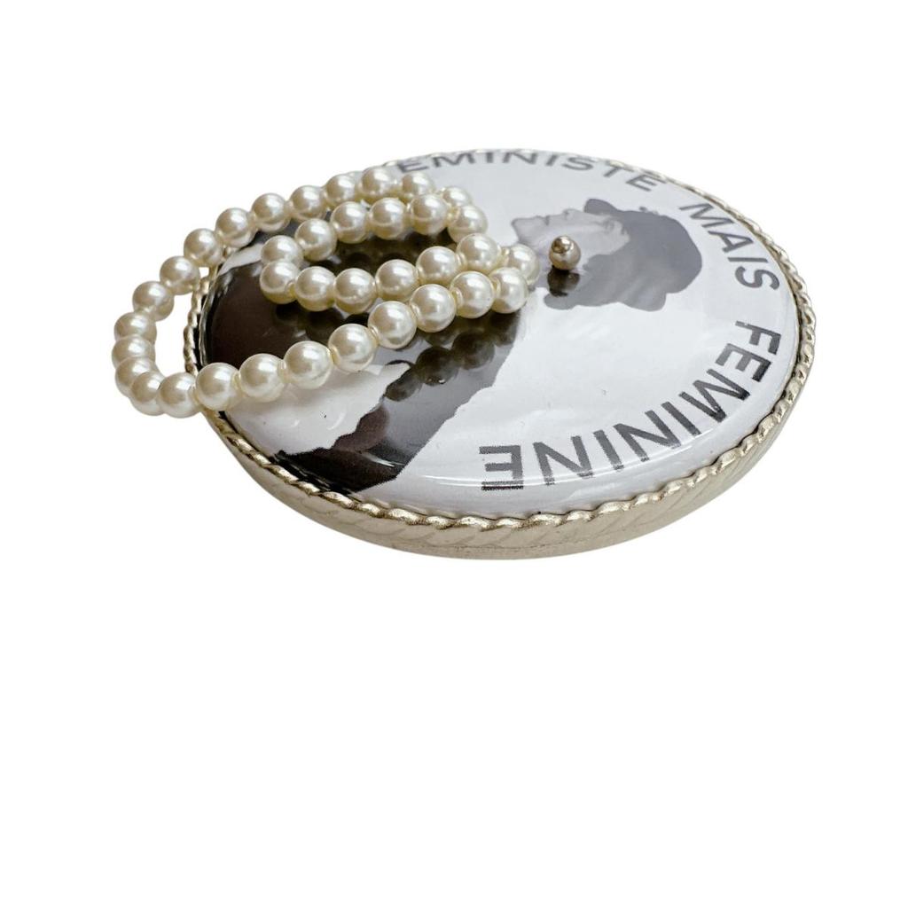 CHANEL Bag accessories feminist Brooch Pin batch metal white Women Storage box Used