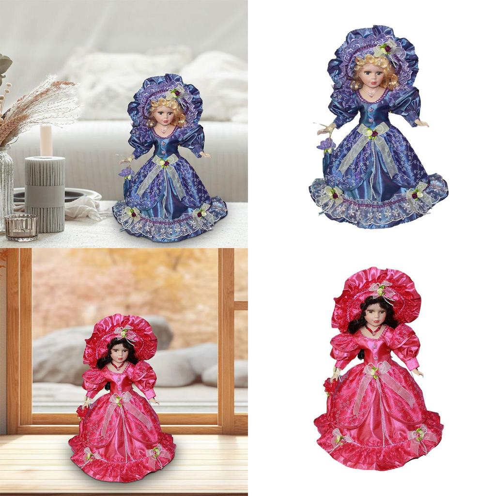 Miniatur-Porzellanfiguren 40cm Puppenhaus Dame mit Kleid für Mädchen Kinder Puppenhaus Dekoration Heim-Ornament Geburtstagsgeschenk