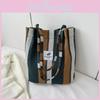 Trendy Striped Canvas Handbag 2023 Autumn Large Capacity Commuting Tote Bag
