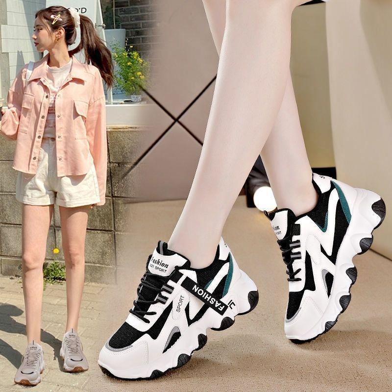 Trendy women's shoes new fashion breathable mesh thick sole heightening pedicure sports and leisure shoes