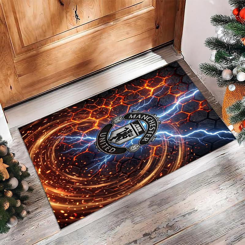 Tappeto in Flanella Stampato Manchester United Antiscivolo Morbido Poliestere Tappeto per Pavimento Tappetino Decorativo per Interni per Camera da Letto Soggiorno Divano