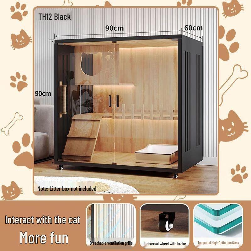 JINGRUIXIANG Wooden Indoor Cat House & Cage