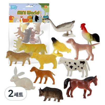 Happy Play Mini World Farm Figur Set med 12, 2 set, populära leksaker i Korea