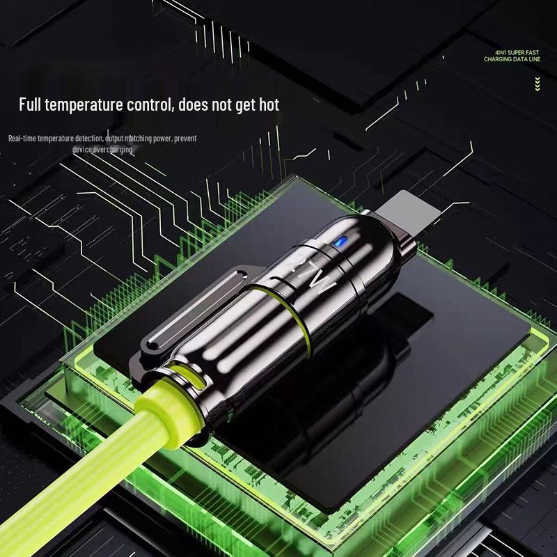 240W Super Flash Charge 4-in-1 Data Cable for Apple, Huawei, Xiaomi, and Oppo – 6A Charging Cable