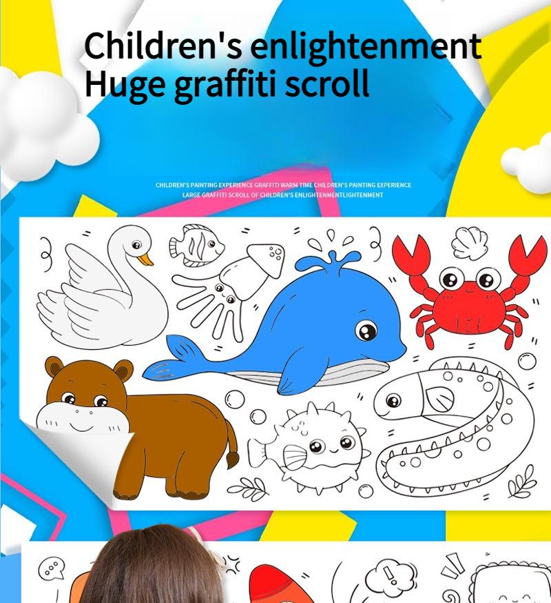 1VOLUME  huge graffiti painting paper creative hand-colored canvas can be attached to the wall without dirty wall children's graffiti painting roll