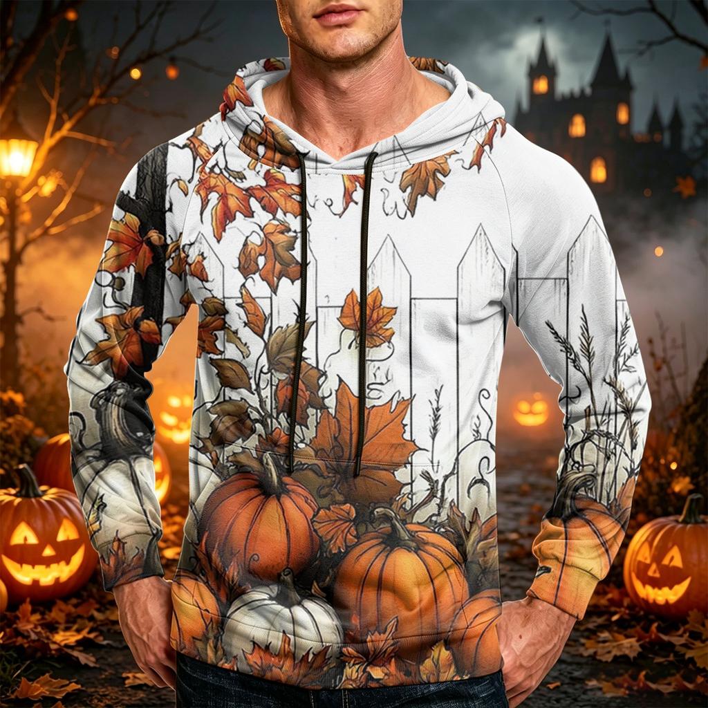 Men's Casual Loose Fit Hoodie with Pocket Drawstring Printed Design for Everyday Wear