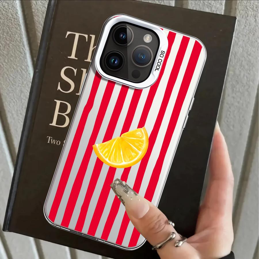 Lemon Cool Stripe Pattern Back Phone Cover Case for iPhone 17 Pro Max XS 15 Plus 14 16 13 Pro Air XR 11 12