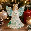 Coastal Style Holiday Decor 2Pcs Sea Glass Christmas Ornament, Seaglass Heart Bird Angel Tree Star Decorative Acrylic Pendants Snowman Pendant,