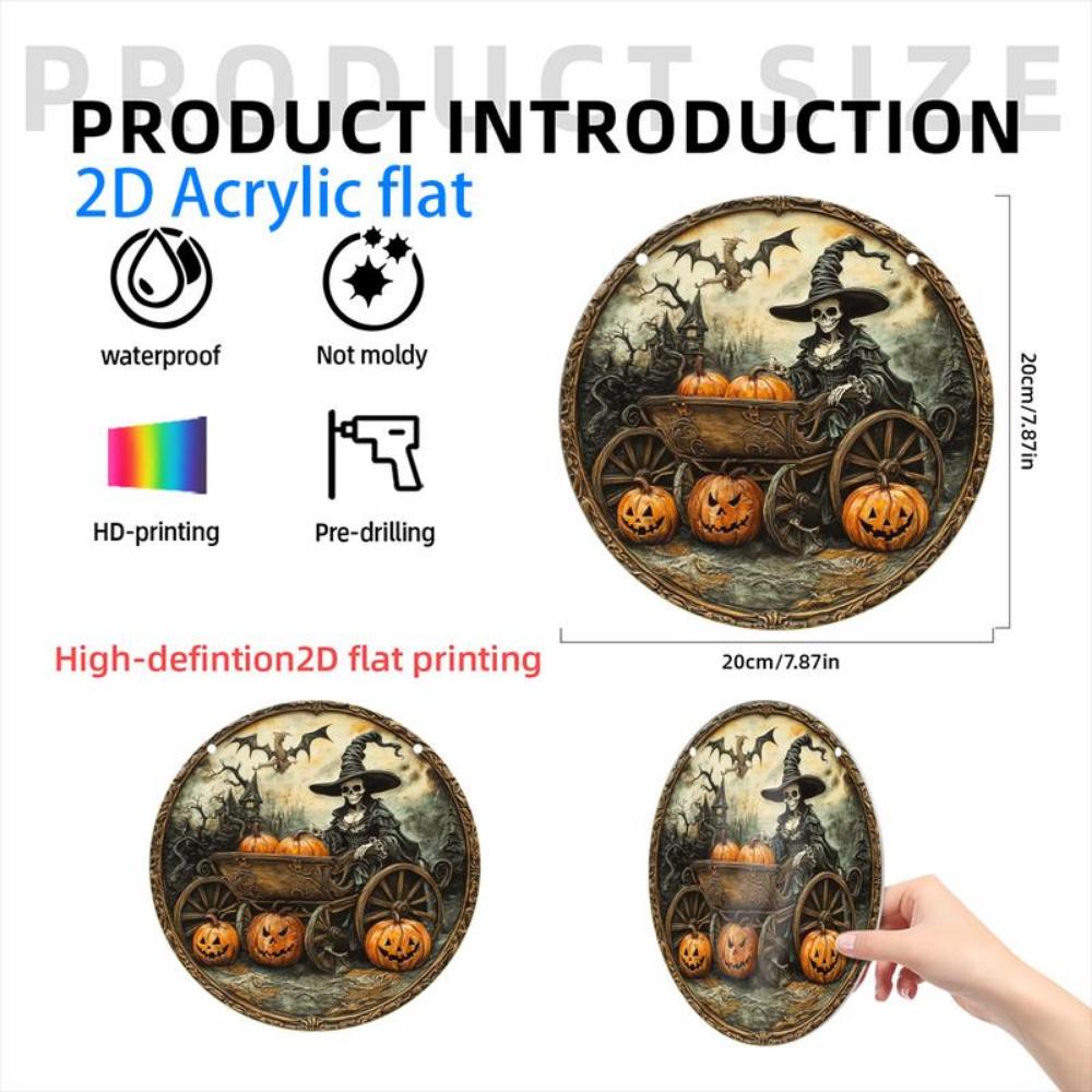 2D Flacher Halloween Anhänger - Halloween Totenkopf und Kürbis Sonnenfänger - Acrylkranz für Heim-, Büro- und Partydekorationen