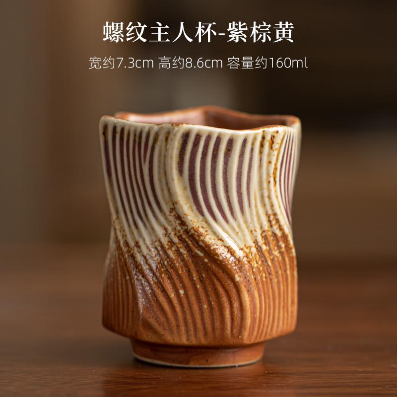 Threaded Rough Pottery Teacup Creative Master Cup Kiln Change Retro Kung Fu Tea Set Ceramic Cups