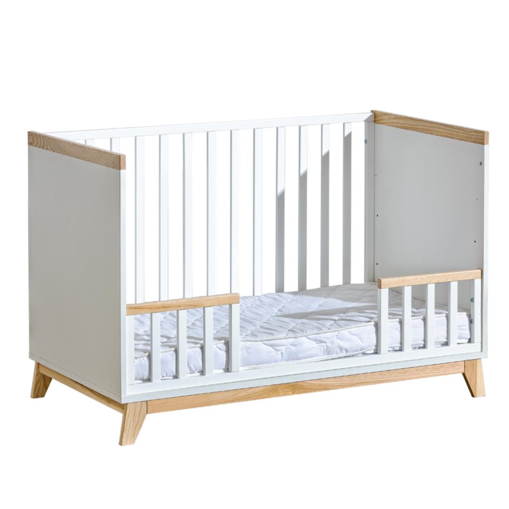 Nordic 2-in-1 Baby Cot 120x60 Cm - Wooden Bed for a Child + Barrier