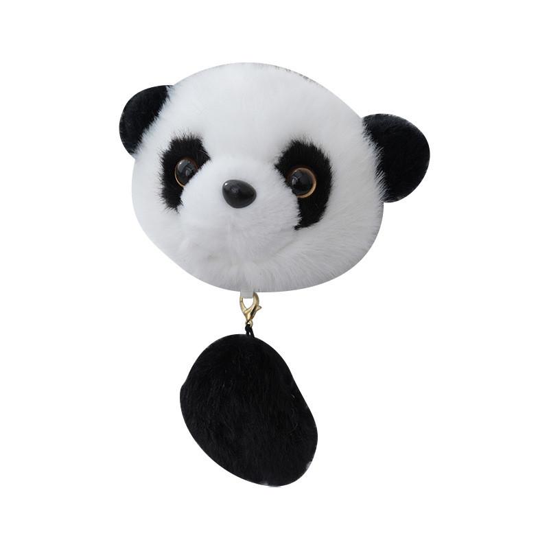 Adorable Black And White Panda Tail Keychain Cute Plush Cartoon Doll Accessory