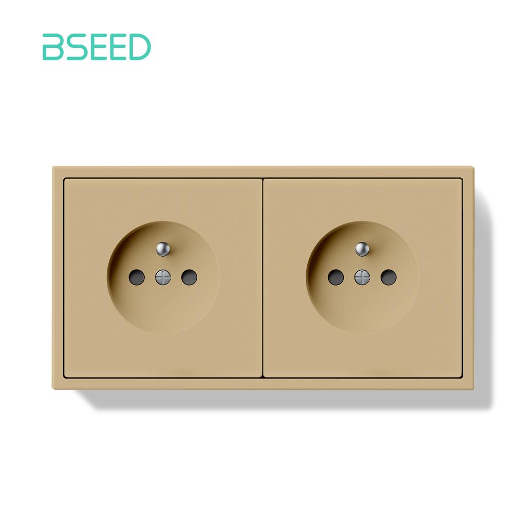 BSEED Single Power Socket Double Wall Sockets Triple Electric Outlets Four French Sockets Matte Plastic Panels Multiple Sizes