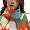 Women Scarf Cartoon Fox Design Faux Cashmere Soft Warm Scarf Autumn Winter Long Scarf Versatile Clothing Accessory
