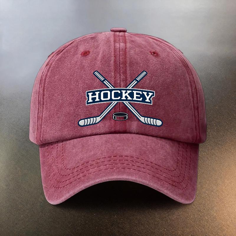 A Washed Cap Featuring a Hockey Pattern Perfect for Everyday Outings As a SunShielding Baseball Hat This Stylish Accessory Is
