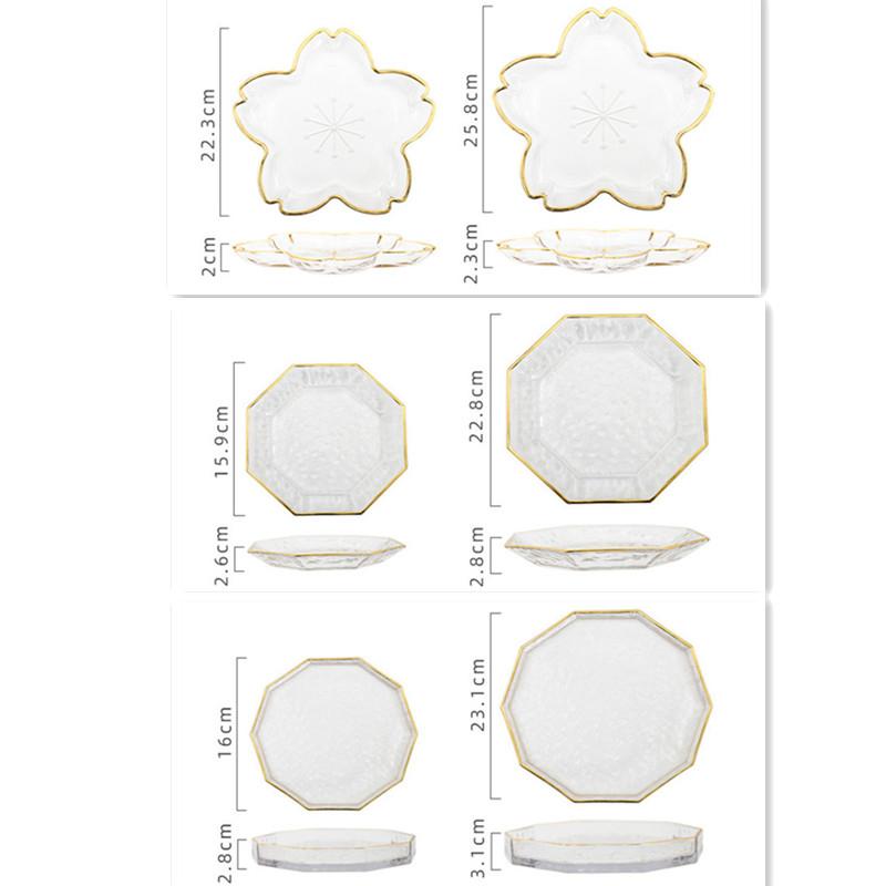 Cherry Blossom/octagon/decagon Glass Plate Household Decoration Tableware Transparent Phnom Penh Dessert Fruit Salad Bowl