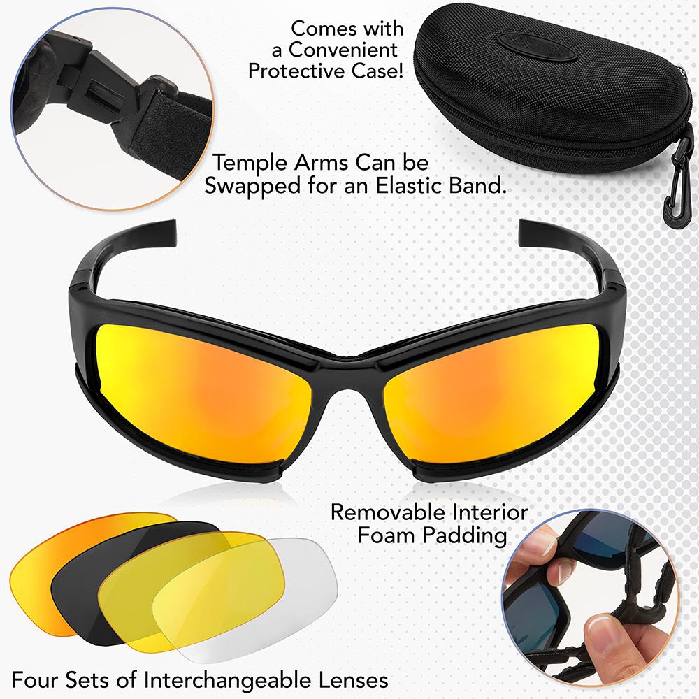 Gafas de Montar en Motocicleta Acolchadas con Espuma Protección Ocular UV400 Gafas de Lente Intercambiable Gafas de Sol Antiviento para Deporte al Aire Libre