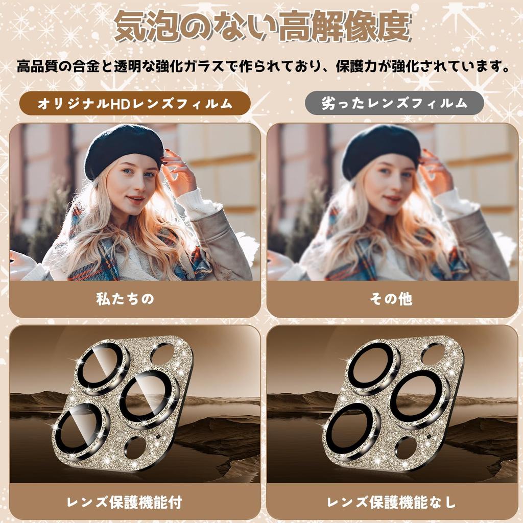 CeiBand Rhinestone Camera Film Compatible with iPhone 16 16 Pro Max Lens Cover Camera Protection Aluminum Alloy Edging Tempered Glitter Lens