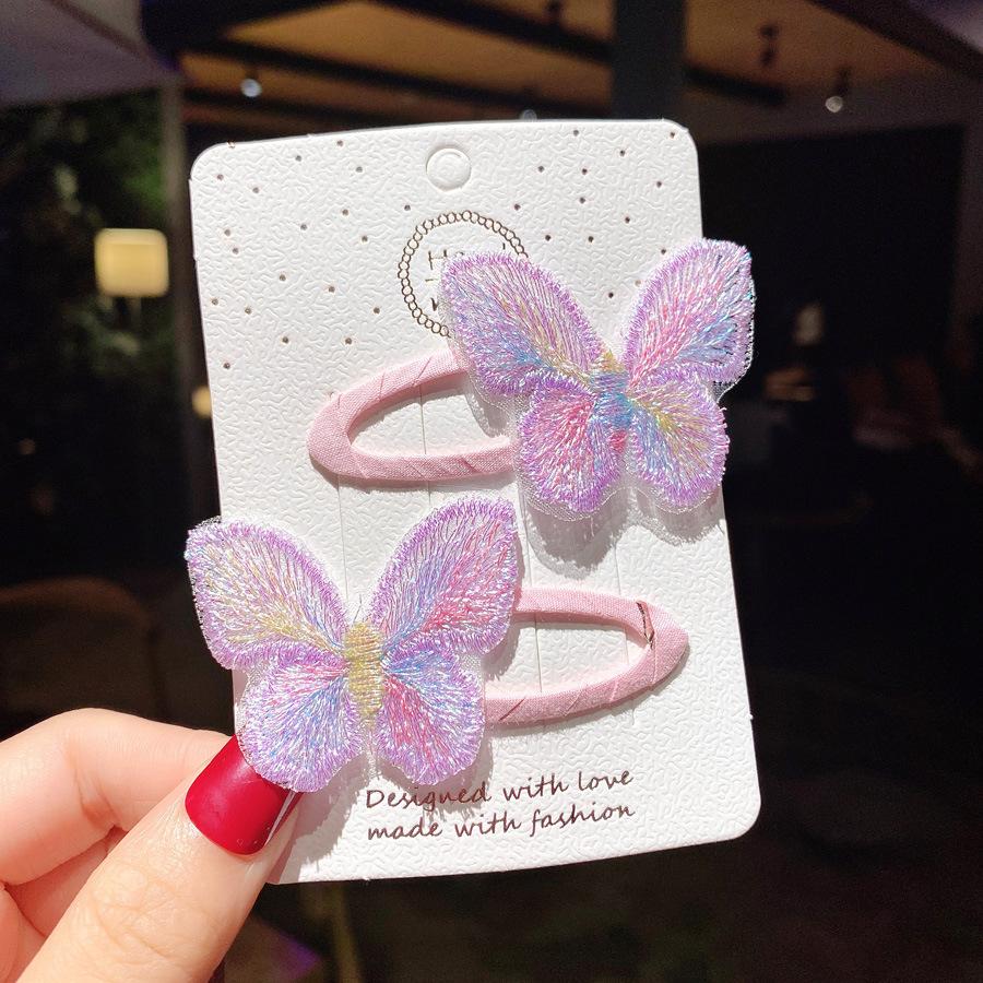 

2 шт. Новые милые простые вышитые заколки-клипсы для детских волос с бабочками, заколки для волос для девочек, заколки для волос, детские головные уборы, детские аксессуары для волос