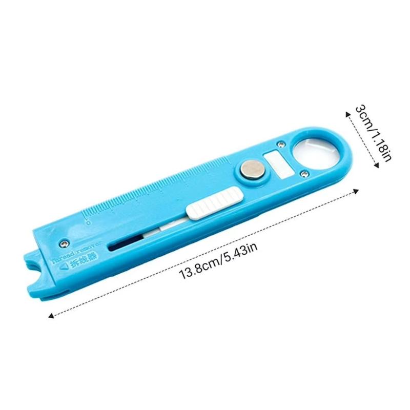 Compact Sewing Helper Anti-Piercing Needle Threader Magnetic Storage Ruler Magnifier Multi-Functional Sewing Accessories