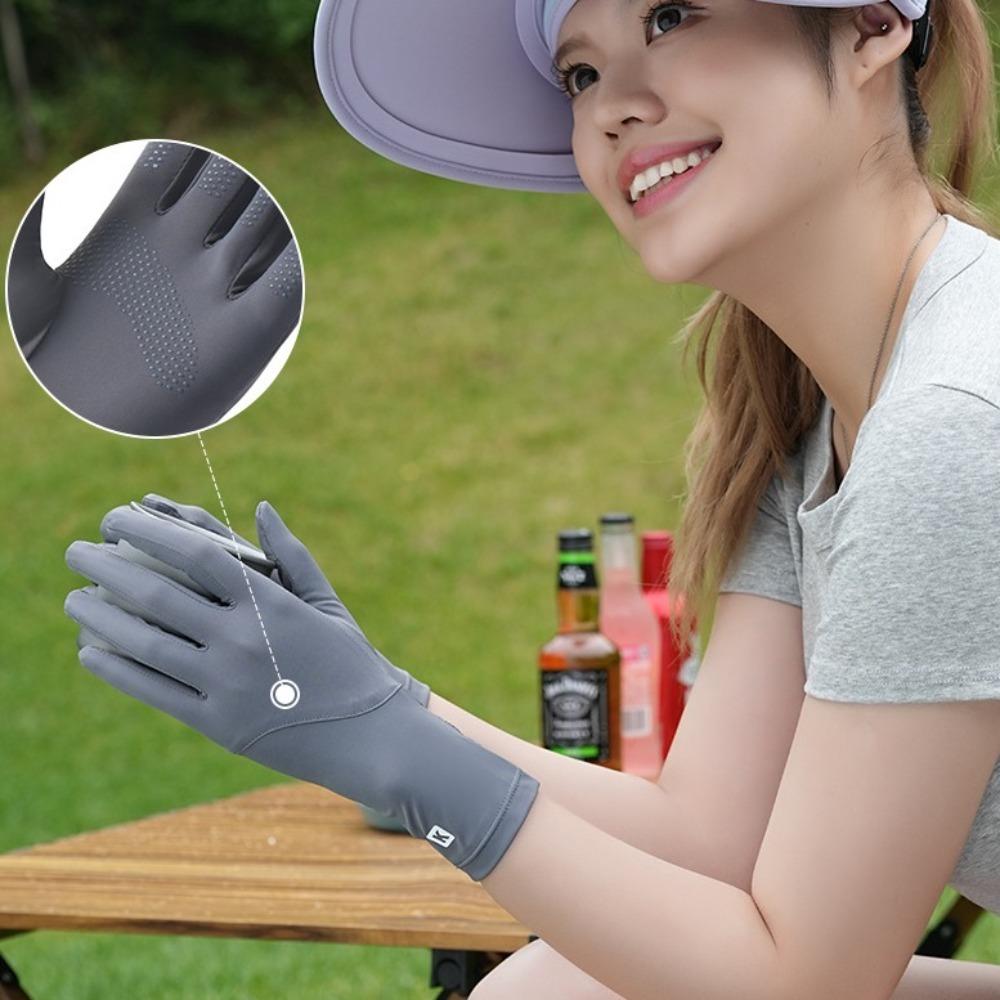 Ice Silk Sun Protection Riding Gloves Anti-UV Summer Driving Gloves Women Sunscreen Gloves Outdoor