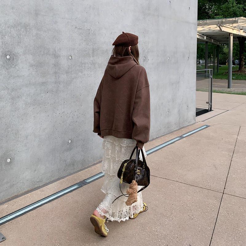 Spring French Embroidered Layered Ruffle High-Waist Long Skirt for Women