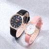 2pcs/set Couple Elegant Watch Set Black and White Dial PU Leather Strap Rose Golden Case Simple Watch | Couple Watches | Gifts