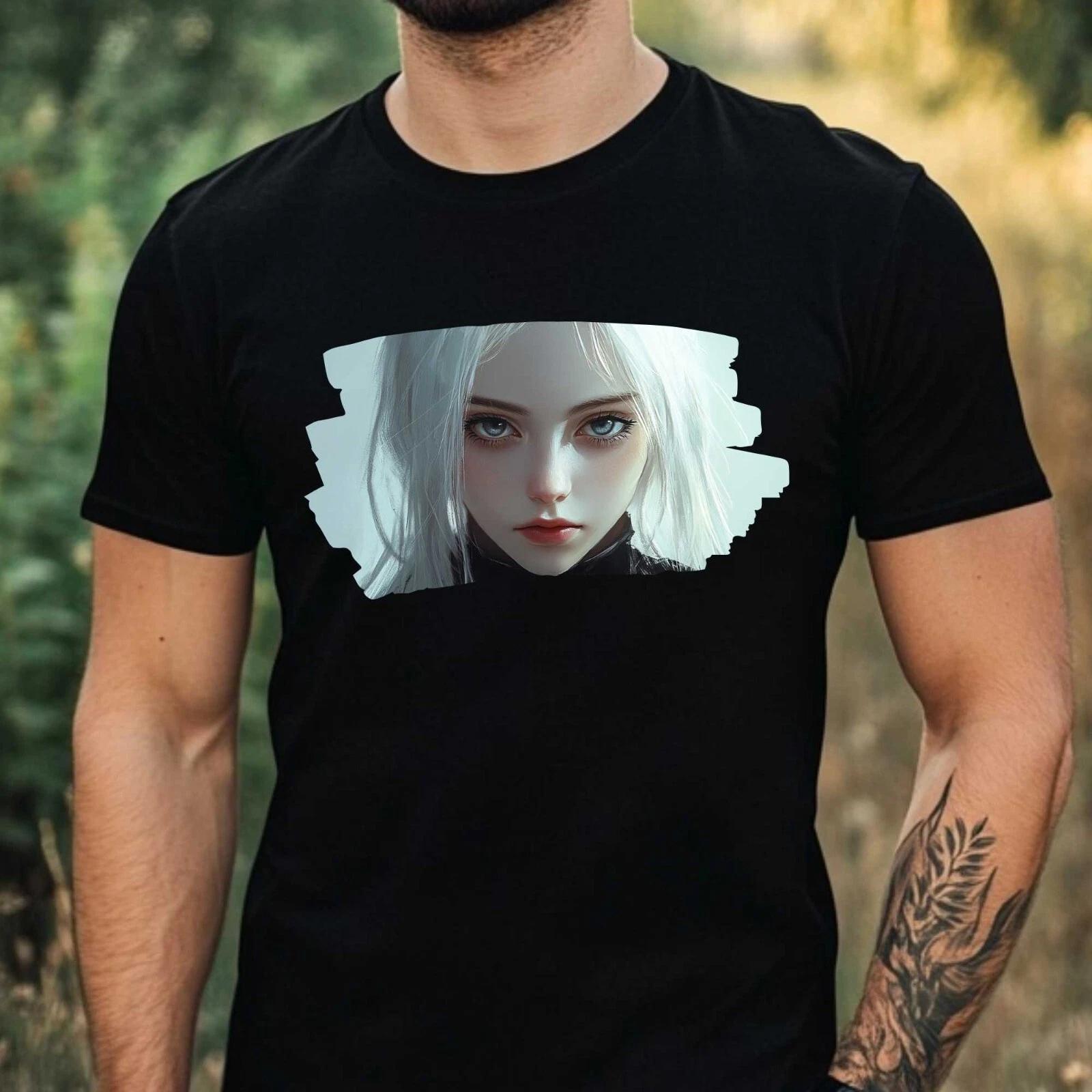 T-Shirt Herren Anime Girl Motiv Baumwolle Größe XS bis 5XL XS
