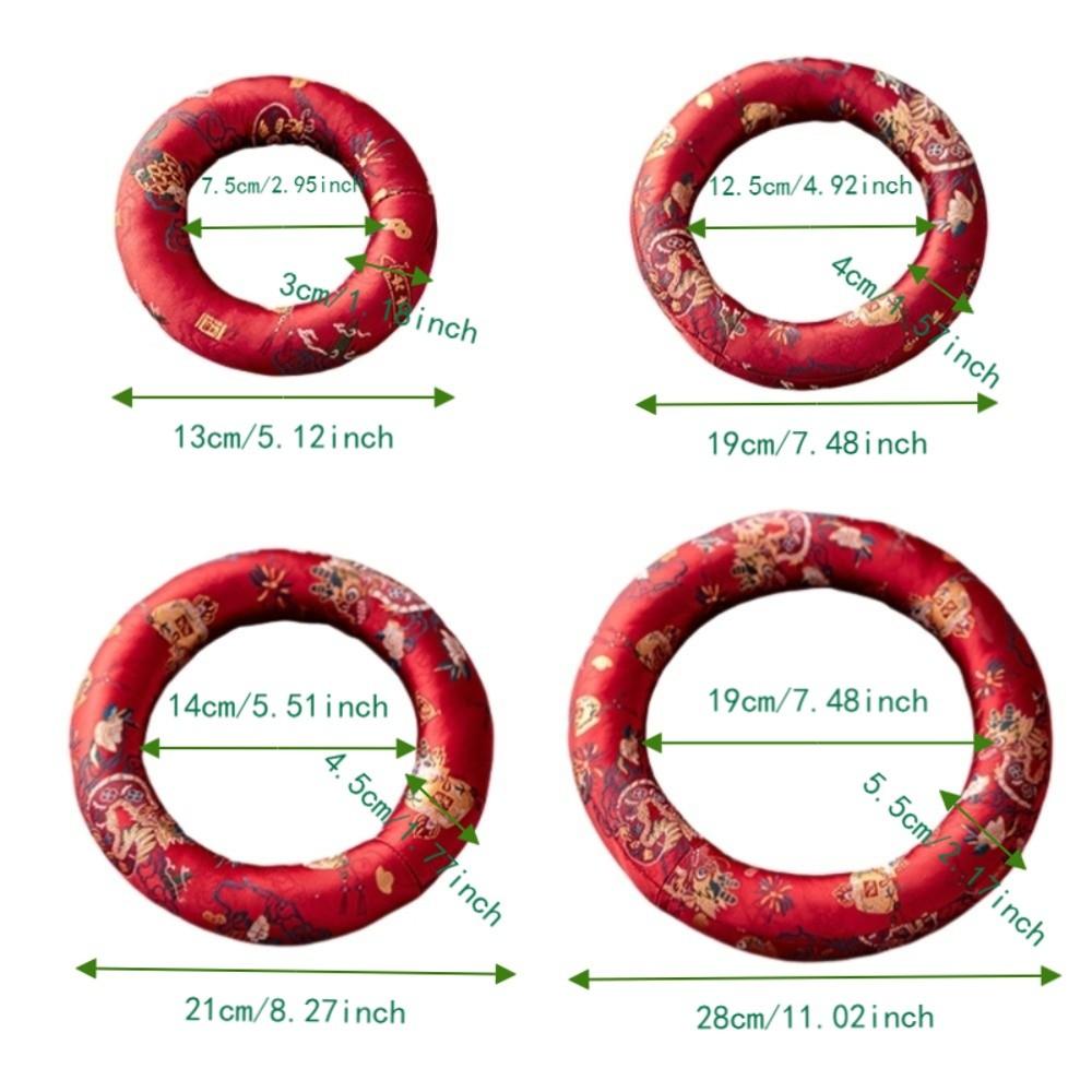Donut Shape Singing Bowl Mat Nepalese Wooden Fish Coaster Sound Copper Out Mat Meditation