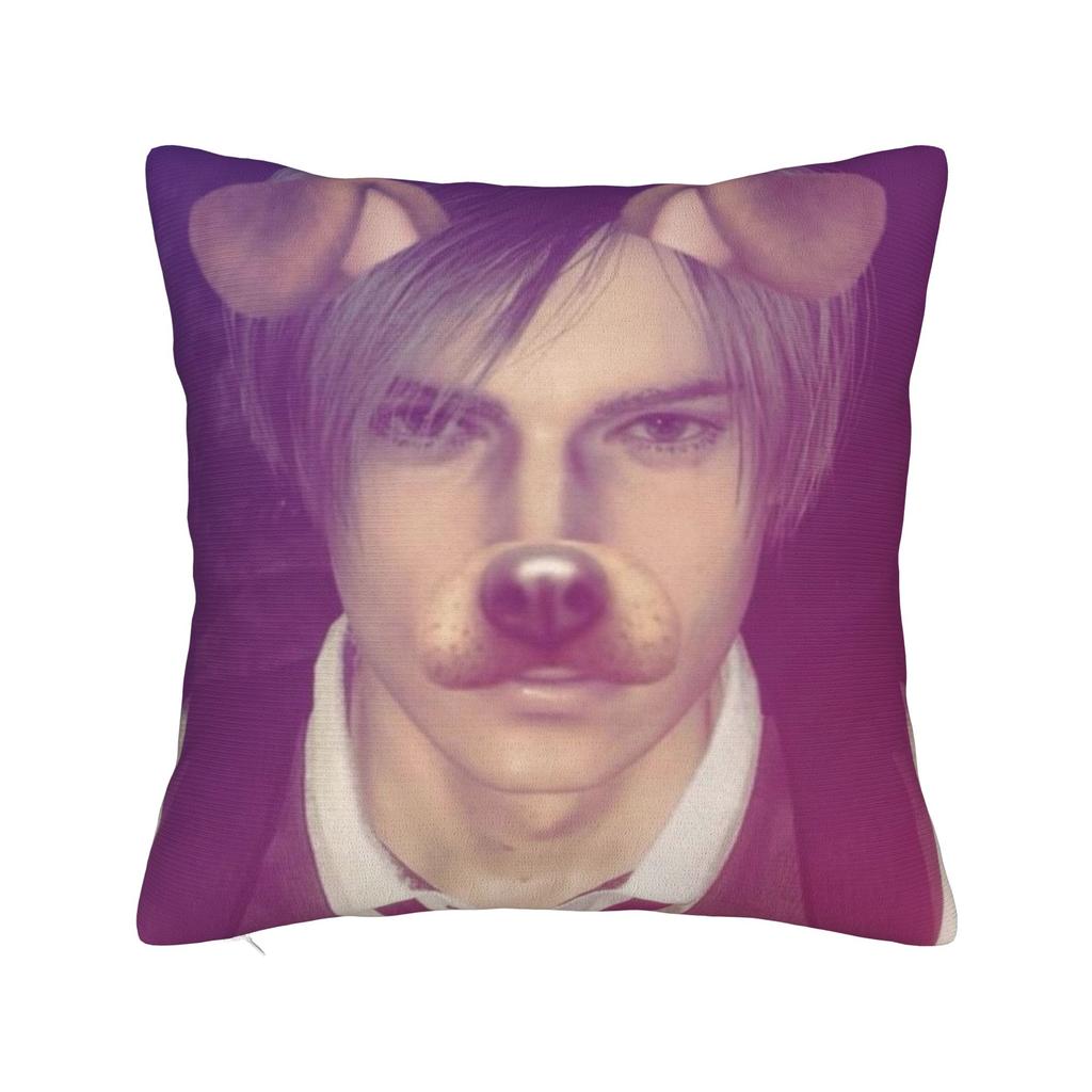 Romantic Pink Bow Leon S Kennedy Pillowcase Printed Fabric Cushion Cover Gift  Throw Pillow Case Cover Home Square 18"
