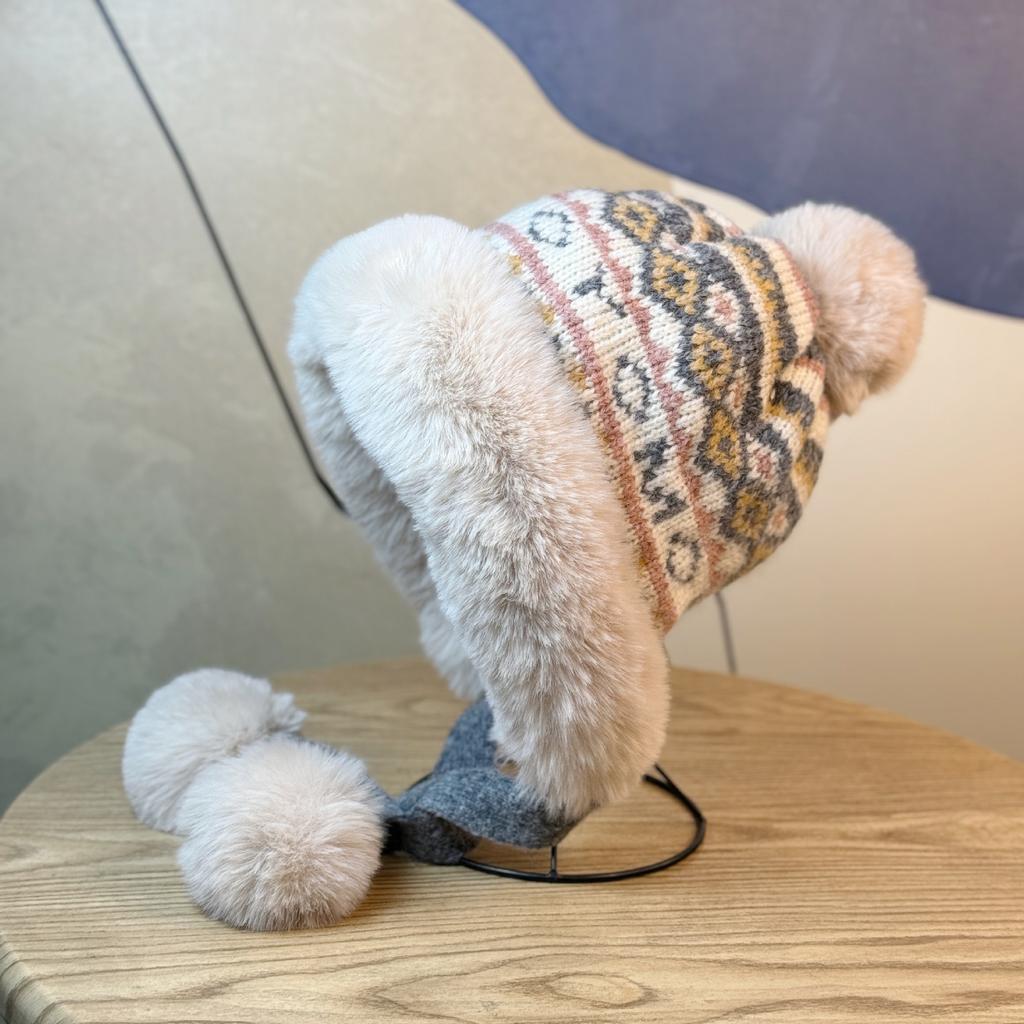 Winter new velvet warm Lei Feng hat outdoor cold protection ear protection wool knitted hat children sweet and cute leisure