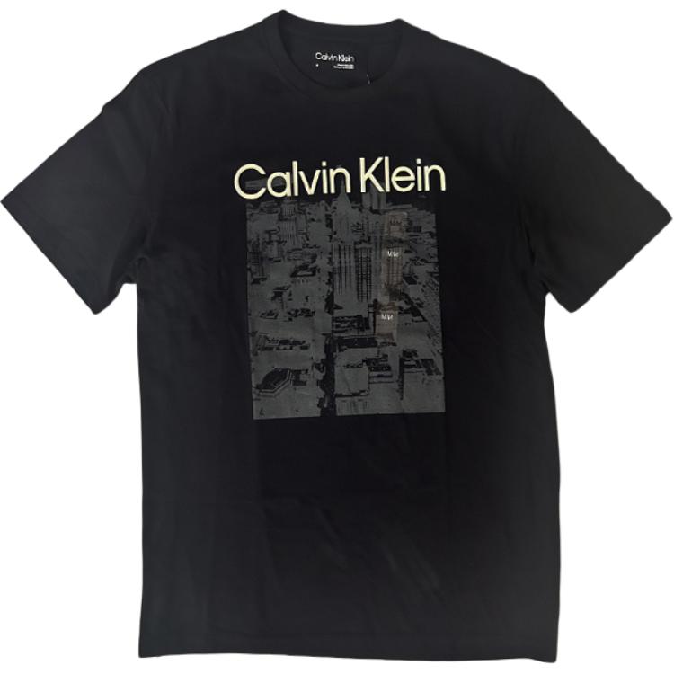 Calvin Klein Letter Print Comfortable Casual Crew Neck Short Sleeve T-Shirt Men tops Black 40EC840-001 M