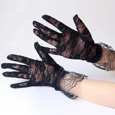 Women's Lace Floral Opera Tea Party Gloves Elegant Wrist Length Bridal Wedding Prom Gloves Costume Accessories