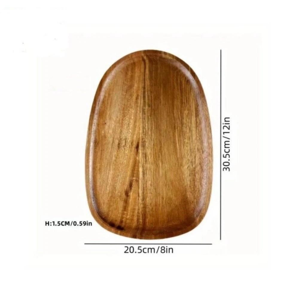 Solid Wood Dessert Plate Japanese Style Irregular Wooden Tray Plate Tableware Heat Resistant Dried Fruit Snack Plate Cafe Use