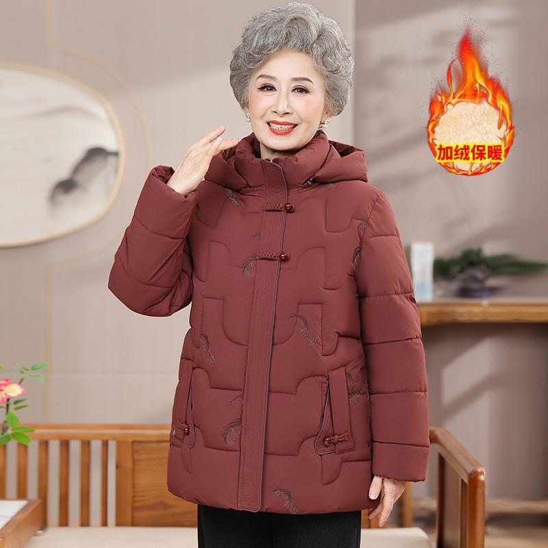 Women's padded clothes, winter clothes with cotton and thickened padded jackets, old ladies' high-end winter padded clothes, year-old padded jackets.