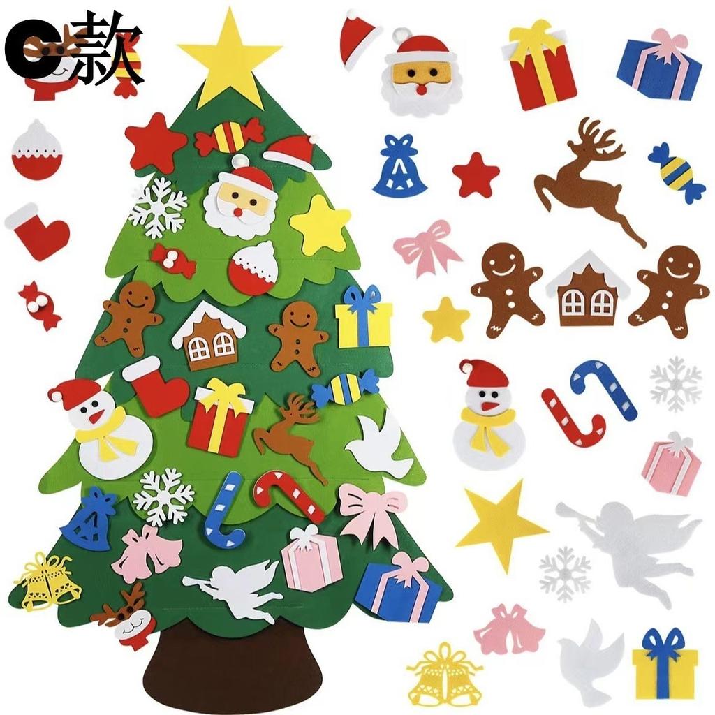 DIY Felt Christmas Tree Christmas Decoration for Home Navidad 2025 New Year Christmas Ornaments Santa Claus Xmas Kids Gifts