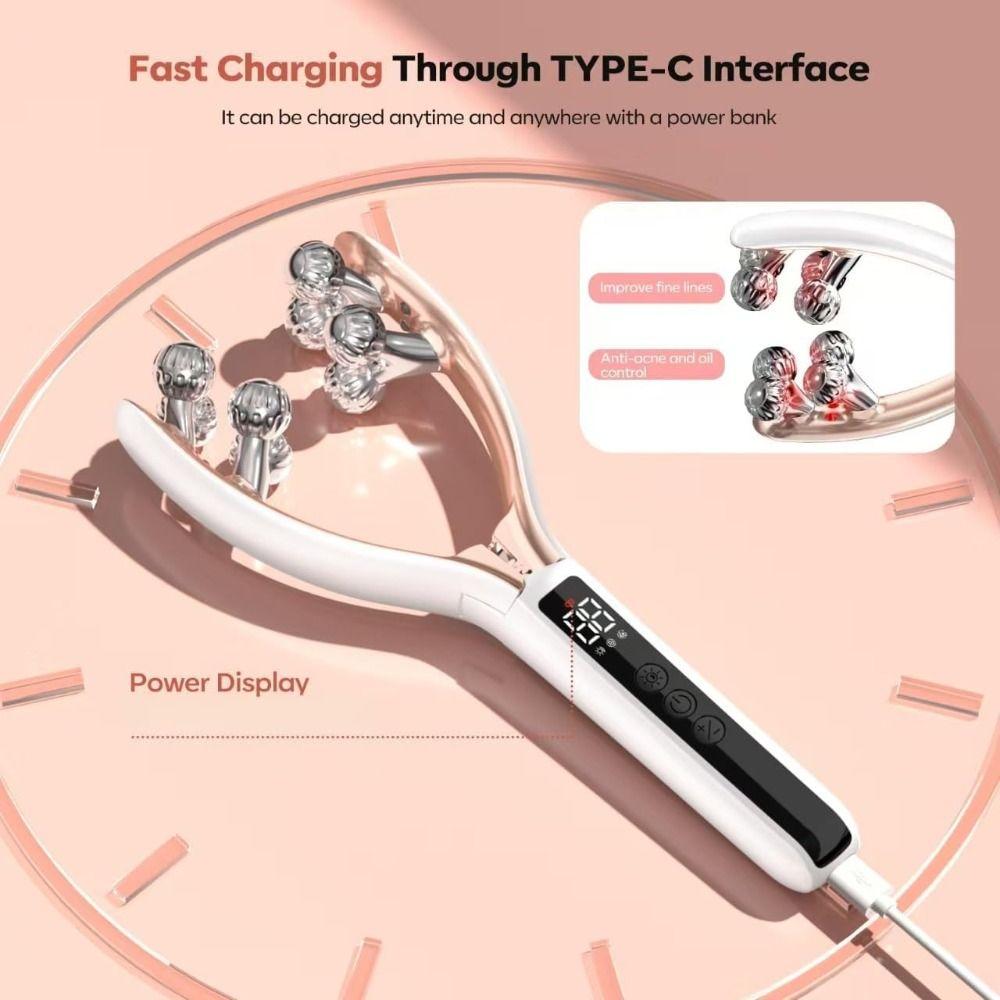 8 Round Massage Ball Wireless Microcurrent Facial Massager with 3D Roller Face-lifting tool