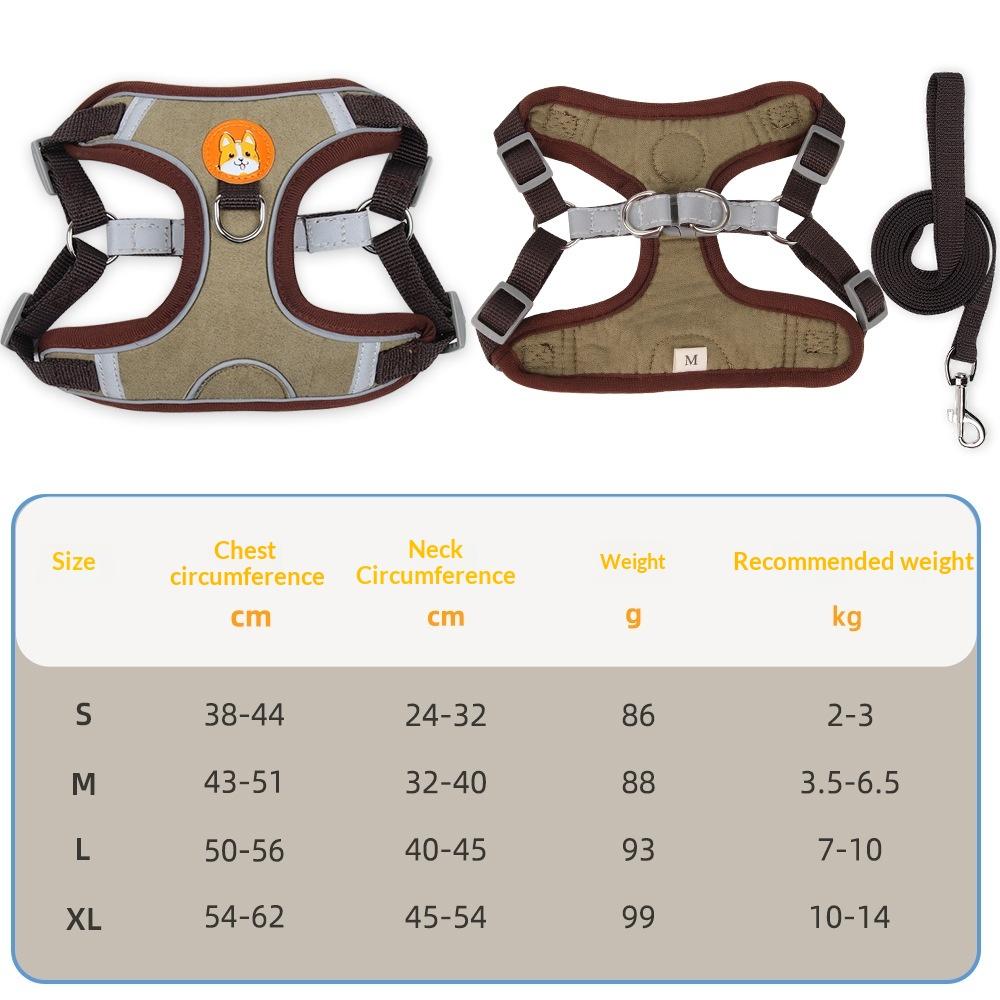 Dogs Adjustable Harness Leash Set For Small Medium Dogs Harness Vest Reflective Puppy Chest Strap Pet Walking Outdoor Supplies