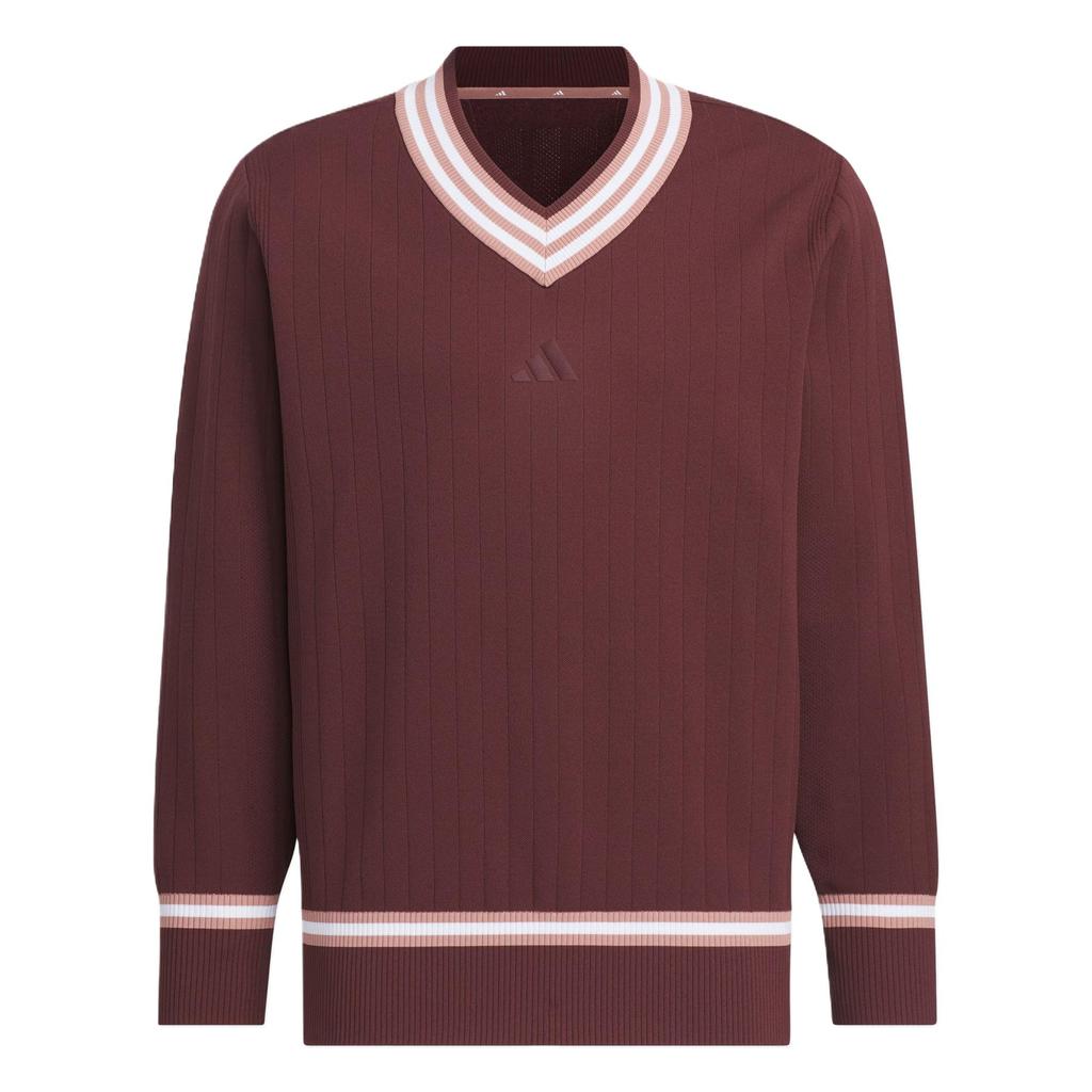 Adidas Maglione Scollo a V Casual Versatile Morbido Confortevole Felpa con Cappuccio Maglione Uomo Aurora-Gemma-Rosso JG1362