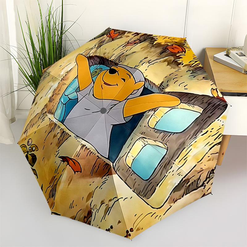

Winnie and friends Themed Travel Umbrella-8 Ribs Automatic Opening and Closing, Portable Folding Design, Compact and Stylish Umbrella