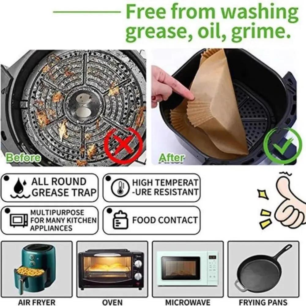 20/50/100Pcs Air Fryer Disposable Paper Air Fryer Accessories Square Oilproof  Liner Non-Stick Mat for Kitchen Oven Baking