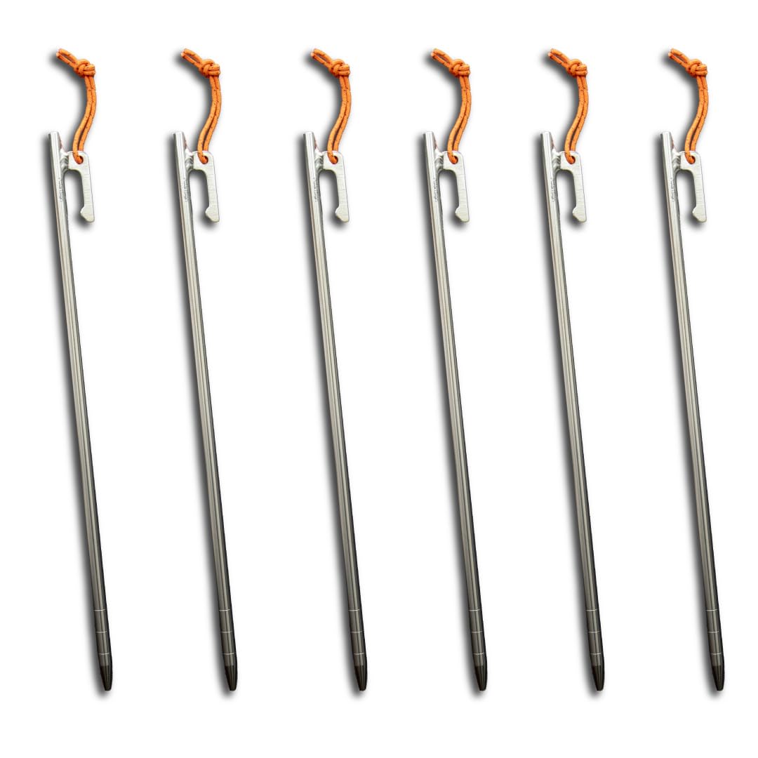 

PolariSign Titanium Pegs 30 см Кемпинговые колышки из титана со светоотражающей веревкой для палаток и брезента, набор из 6 предметов 4/6/8 (30см штук)